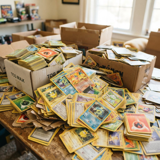 Large stacks of unsorted cards